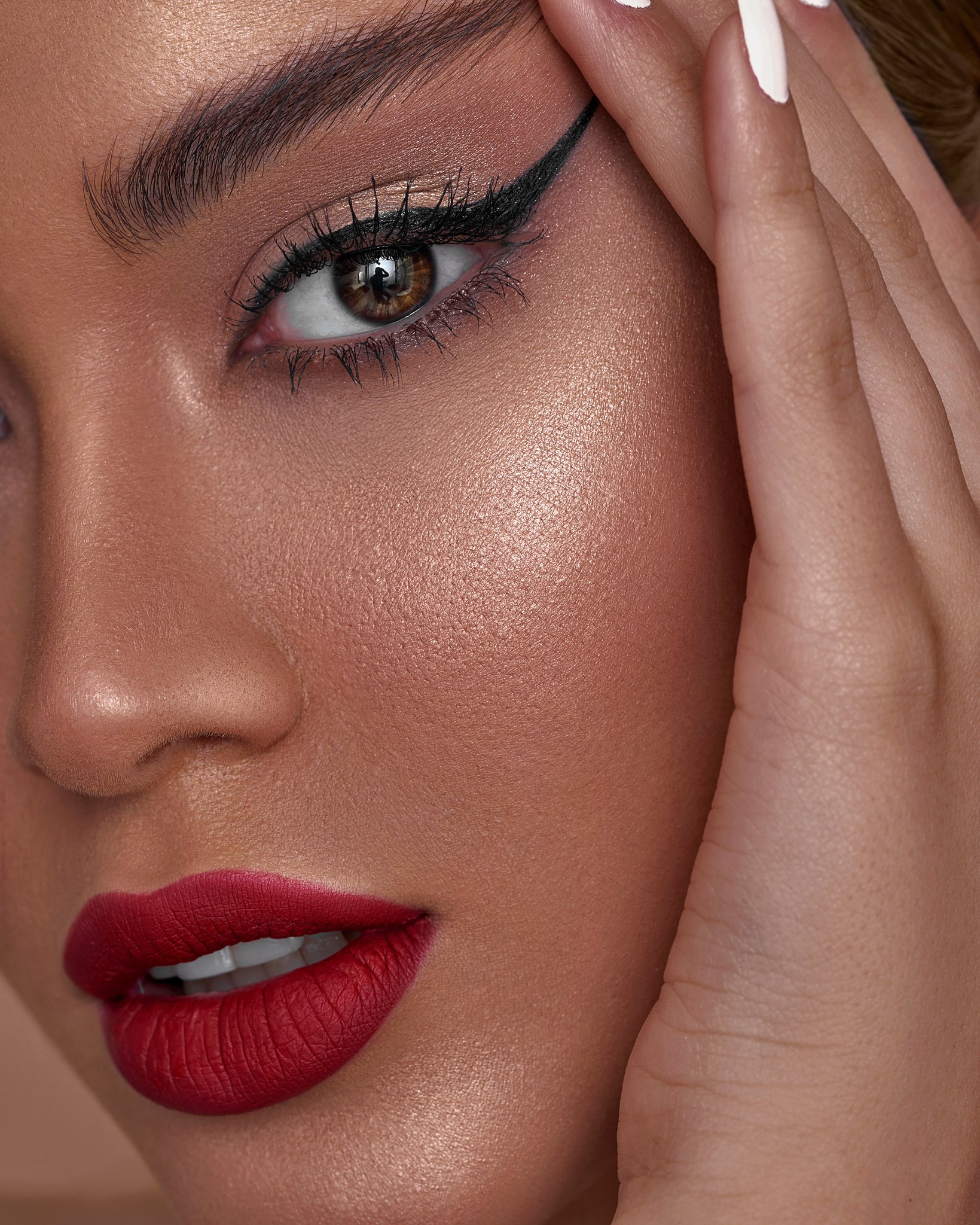 Close Up Photo of a Woman with Red Lips